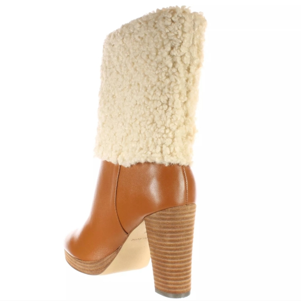 Charles David Nella Faux Shearling & Leather Booties Heeled Designer Boots #4 - Picture 3 of 16